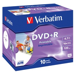 [VERBDVDR4716X] SCATOLA 10 DVD+R JEWEL CASE 16X 4.7GB 120MIN. STAMPABILE WIDE PHOTO INKJET