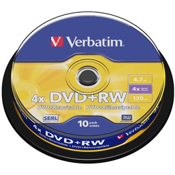 [VERDVDRW474XS] SCATOLA 10 DVD+RW SPINDLE 4X 4.7GB 120MIN.