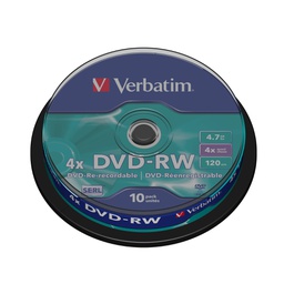 [VERBDVD-RW47SP] SCATOLA 10 DVD-RW SPINDLE 4X 4.7GB 120MIN. SERIGRAFATO