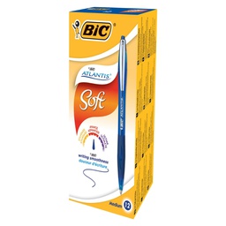 [68829] SCATOLA 12 PENNE SFERA SCATTO BIC®ATLANTIS PREMIUM clip metal 1,0MM BLU