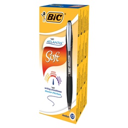 [68828] SCATOLA 12 PENNE SFERA SCATTO BIC®ATLANTIS PREMIUM clip metal 1,0MM NERO