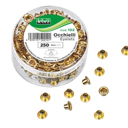 [25863] SCATOLA 250 OCCHIELLI OTTONE PER OCCHIELLATRICE DIAM.5MM