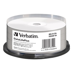 [VERBDVDBD-RWB6] SCATOLA 25 BLU-RAY BD-R 50GB 6X STAMPABILE IN SPINDLE