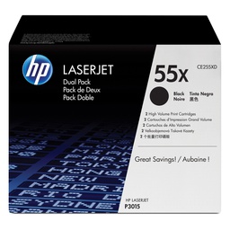 [HPCE255XD] SCATOLA 2 TONER NERO HP LASERJET CE255X LASERJET P-3015DN 12.500PG