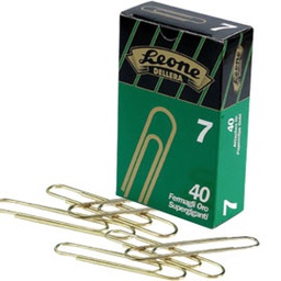 [68845] SCATOLA 40 FERMAGLI N.7 MM75 SUPER GIGANTI OTTONATI LEONE