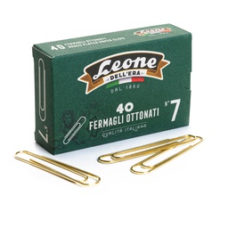 [68845] SCATOLA 40 FERMAGLI N.7 MM75 SUPER GIGANTI OTTONATI LEONE