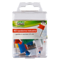 [77091] SCATOLA 40 SPILLI A BANDIERINA ASSORTITI ART.270