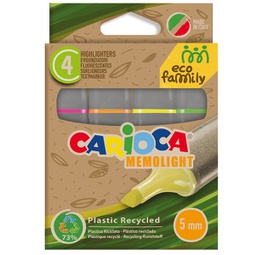 [90794] Scatola 4 evidenziatori Memolight Eco Family colori assortiti Carioca