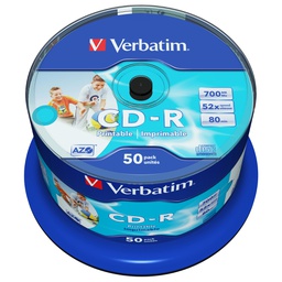 [VERBCDR70052SK] SCATOLA 50 CD-R BULK DATALIFEPLUS SPIND. 1X-52X 700MB STAMP.WIDE INKJET PHOTO