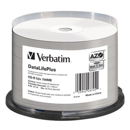 [VERBCDR70052WI] SCATOLA 50 CD-R BULK DATALIFEPLUS SPIND. 1X-52X 700MB STAMP.WIDE INKJET PHOTO