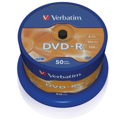 [VERBDVD-R47SIL] SCATOLA 50 DVD-R SPINDLE 16X 4.7GB 1 MATT SILVER