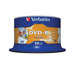 [VERBDVD-R4716S] SCATOLA 50 DVD-R SPINDLE BULK 16X 4.7GB 120MIN. STAMPABILE WIDE MATT INKJET