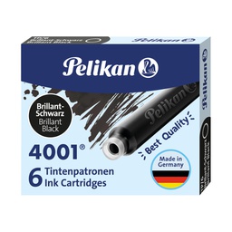 [30115] SCATOLA 6 CARTUCCE INCHIOSTRO TP/6 NERO PELIKAN 4001 (0ATM04