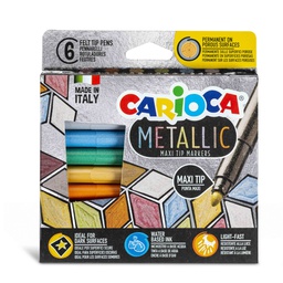 [92941] Scatola 6 Maxi Metallic pennarelli colori assortiti Carioca