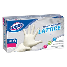 [90836] Scatola da 100 guanti monouso in lattice Tg. L Logex