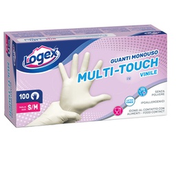 [91329] Scatola da 100 guanti monouso in vinile NON talcato Tg. S/M Logex