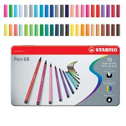 [35189] SCATOLA METALLO 10 PENNARELLI PEN 6810 STABILO
