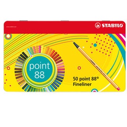 [80875] SCATOLA METALLO 50 PZ. STABILO POINT 88 COLORI ASSORTITI