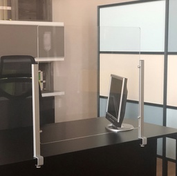 [90450] Schermo protettivo da scrivania Slim H65xL107cm con morsetto alluminio silver