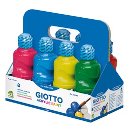 [64469] SCHOOLPACK 8 FLACONI TEMPERA PRONTA ACRILICA 250ML COLORI ASSORTITI GIOTTO