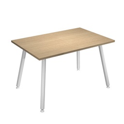 [92401] Scrivania 120x80xH74,4cm Bianco/ Rovere Skinny Metal