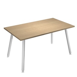 [92404] Scrivania 140x80xH74,4cm Bianco/ Rovere Skinny Metal