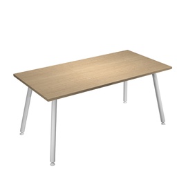 [92410] Scrivania 180x80xH74,4cm Bianco/ Rovere Skinny Metal