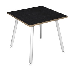 [92400] Scrivania 80x80xH74,4cm Bianco/ Nero venato Skinny Metal