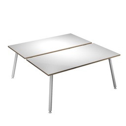 [92420] Scrivania a 2 postazioni contrap. 140x166cm Bianco/ Bianco Skinny Metal