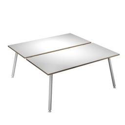 [92420] Scrivania a 2 postazioni contrap. 140x166cm Bianco/ Bianco Skinny Metal