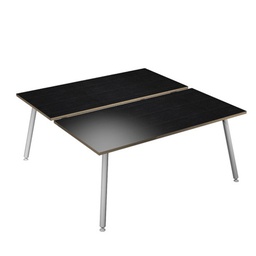 [92421] Scrivania a 2 postazioni contrap. 140x166cm Bianco/ Nero venato Skinny Metal