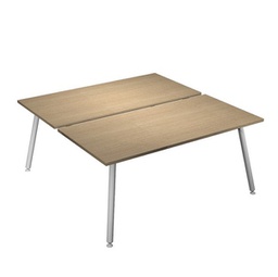 [92419] Scrivania a 2 postazioni contrap. 140x166cm Bianco/ Rovere Skinny Metal