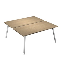 [92419] Scrivania a 2 postazioni contrap. 140x166cm Bianco/ Rovere Skinny Metal