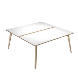 [92471] Scrivania a 2 postazioni contrap. 140x166cm Rovere/Bianco Woody