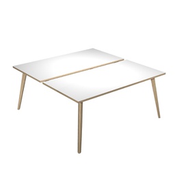 [92471] Scrivania a 2 postazioni contrap. 140x166cm Rovere/Bianco Woody