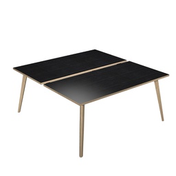 [92472] Scrivania a 2 postazioni contrap. 140x166cm Rovere/Nero venato Woody