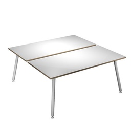 [92423] Scrivania a 2 postazioni contrap. 160x166cm Bianco/ Bianco Skinny Metal