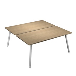 [92422] Scrivania a 2 postazioni contrap. 160x166cm Bianco/ Rovere Skinny Metal