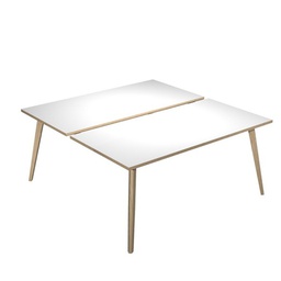 [92474] Scrivania a 2 postazioni contrap. 160x166cm Rovere/Bianco Woody
