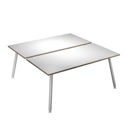 [92426] Scrivania a 2 postazioni contrap. 180x166cm Bianco/Bianco Skinny Metal
