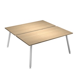 [92425] Scrivania a 2 postazioni contrap. 180x166cm Bianco/ Rovere Skinny Metal