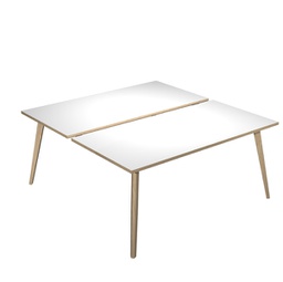 [92477] Scrivania a 2 postazioni contrap. 180x166cm Rovere/Bianco Woody