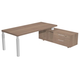 [96983] Scrivania dir. c/mobile serv. 180x90cm PRESTIGE QUADRO Ciliegio arabis/bianco