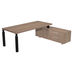 [96985] Scrivania dir. c/mobile serv. 180x90cm PRESTIGE QUADRO Ciliegio arabis/nero