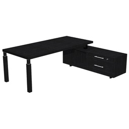 [96984] Scrivania dir. c/mobile serv. 180x90cm PRESTIGE QUADRO Nero Venato/nero