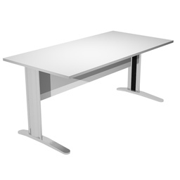 [89532] Scrivania lineare 120X80cm Grigio - fianchi vernic. effetto cromato EASY