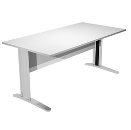 [89532] Scrivania lineare 120X80cm Grigio - fianchi vernic. effetto cromato EASY