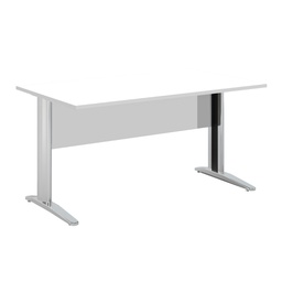 [74355] SCRIVANIA LINEARE 140X80cm BIANCO - fianchi vernic. effetto cromato EASY