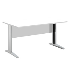 [74350] SCRIVANIA LINEARE 160X80cm BIANCO - fianchi vernic. effetto cromato EASY