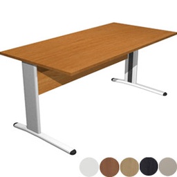 [74351] SCRIVANIA LINEARE 160X80cm NOCE CHIARO - fianchi vernic. effetto cromato EASY